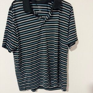 Adidas Black and Blue Striped Polo